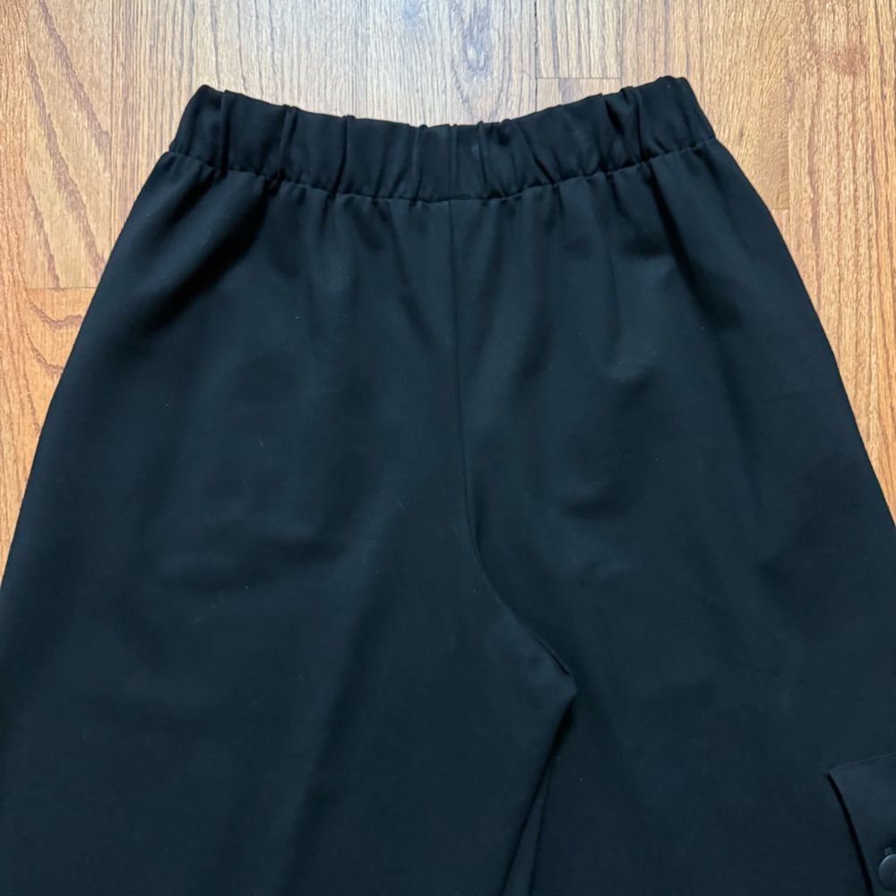 Planet by Lauren G wide leg crop pants with elastic waist in black size 1 - Picture 6 of 12